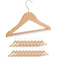Relaxdays kinderkledinghangers hout - set van 20 - inkepingen - broeklat - draaibare haak - naturel