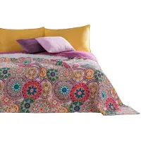 DecoKing - Lovetta dubbelzijdige beddensprei - polyester, o.a. paars en wit - 170x270cm