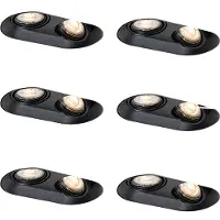 QAZQA Set van 6 Afgeronde inbouwspot zwart GU10 50mm 2-lichts - Hubs