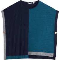 White Stuff Ash Knitted Step Hem Poncho Teal Multi Size: S | Ponchos &amp; Capes Outlet | Dames |