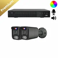 Dutch Security Systems 2x Beveiligingscamera set - Draadloos- Sony Bullet Premium 4K - Dual Light - Two-Way Audio - Zwart