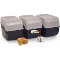 Novaliv Aardappelbewaardoos | 3x groot 9L | PARELMOER Wit | Aardappeldoos | Stapelbare groentekist, uienkist, aardappelmand, fruitkist, aardappelkist, uienopslag, voedselcontainer, wortelen