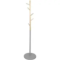 Home Deco Factory Kapstok - grijs - metaal/hout - 6 haken - 180 cm - staand