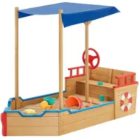 Juskys Houten Speelzandbak - Piratenschip - Incl. Bodemplaat