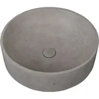 Guido Gusto Waskom Velora 45.5x45.5x14.5cm beton rond donker grijs inclusief afvoerplug