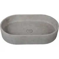 Guido Gusto Waskom Clea 60x35x12cm beton ovaal beton look inclusief afvoerplug