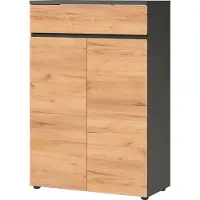 Germania kast met 2 deuren en 1 lade 4265-549 GW-Lissabon 80 x 40 x 120 cm melamine, donkergrijs, lichtbruin, Navarra-eiken
