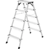 Hailo aluminium veiligheidsdubbele trap D60 StandardLine, 2 x 5 treden, antislip, softgrip zool, tot 150 kg, EN 131, aluminium