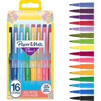 Paper Mate Flair-viltstiften | Medium punt (0,7 mm) | Diverse kleuren | Etui met 16 stuks
