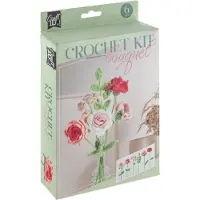 GrafiX Green Haakset Bloemen Boeket Roze 21x16x5cm