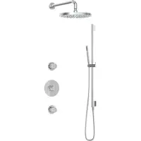 Hotbath Cobber IBS20 inbouw regendoucheset met staafhanddouche aan glijstang en 30cm ronde hoofddouche aan 40cm wandarm chroom