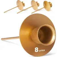 Novaliv Novliv 8X stokkaarshouder gouden kaarsenstok kaarsenhouder voor kransen kaarsentuit metalen kaarsenhouder kaarsenspeld Adventskrans kaarsenhouder kandelaar tafelkaarsen wandkaarsen kaarsenstok