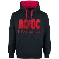 AC/DC Trui met capuchon - In Rock We Trust - S tot 5XL - voor Mannen - zwart-rood | Maat 4XL