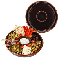 MamboCat Set van 2 JUEGO tapasschalen van klei Ø 33.5cm donkerbruin - 240733.5