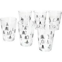 Ritzenhoff & Breker Set van 6 TREE GREY WINTER kerstboom potten met zwart-witte kerstbomen - 817348