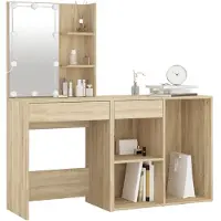 vidaXL Kaptafel met kastje en LED's bewerkt hout sonoma eikenkleurig