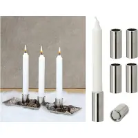 Novaliv 4x magnetische kaarsenhouders 2,5x7,5cm zilveren kaarsenstok kersttafeldecoratie adventskrans kaarsenhouder woonkamerdecoratie kaarsenhouder stokkaarsen magneettafelkaarsen