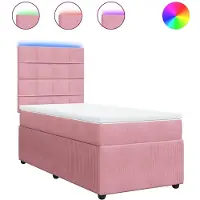 vidaXL Boxspring met matras fluweel roze 90x190 cm