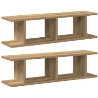 vidaXL Wandschappen 2 st 75x18x20cm bewerkt hout artisanaal eikenkleur