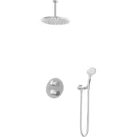 Hotbath Cobber IBS20A inbouw regendoucheset met ronde handdouche aan houder en 30cm ronde hoofddouche aan 15cm plafondarm chroom