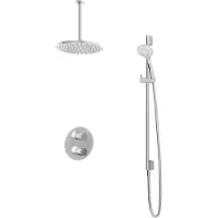 Hotbath Cobber IBS20A Inbouw Doucheset - 3-standen Handdouche - 30cm Hoofddouche - 30cm Plafondbuis - Wandsteun - Chroom - Messing - Kranen, - Kranen, Douchekranen, Douchesets, Inbouw douchesets