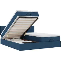 vidaXL Ottoman bed met matrassen en LED's 180x200cm stof blauw