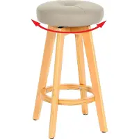 Mendler Barkruk Navan, barkruk counter stool, hout imitatieleer draaibaar ~ taupe, lichtgekleurde poten