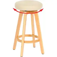 Mendler Barkruk Navan, barkruk counter stool, hout imitatieleer draaibaar ~ crème, lichtgekleurde poten