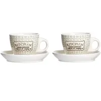 Ritzenhoff & Breker Set van 2 espressokopjes + schoteltjes 80ml crème/blauw Retro Keuken - Ritzenhoff 66449