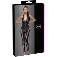 Cottelli Party - halter jumpsuit met veter (zwart) - L
