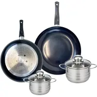 Elo Set van 2 Koekenpannen 28 en 32 cm en 2 kookpotten 14 en 16 cm Elo Prima Glanzend