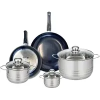 Elo Set van 2 Koekenpannen 24 en 28 cm en 3 Kookpotten 12, 16 en 24 cm Elo Prima Glanzend