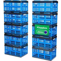Novaliv Vouwbox Blauw Set van 10 - 16L Vouwmand met Handvatten - Veelzijdige Boodschappenmand - Praktische Opbergdoos