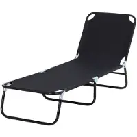 Zenzee Tuinstoel - Tuinstoelen - Ligstoel - Stoelen - Tuinmeubelen - Stretcher -Zwart - 190 x 56 x 28 cm