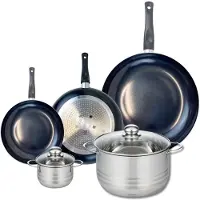 Elo Set van 3 Kookpannen 20, 24 en 32 cm en 2 braadpannen 12 en 24 cm Elo Prima Glanzend