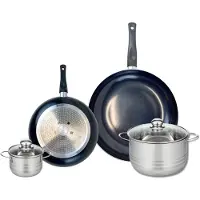 Elo Set van 2 Koekenpannen 24 en 32 cm en 2 kookpotten 12 en 20 cm Elo Prima Glanzend