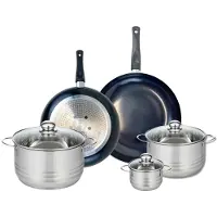 Elo Set van 2 Koekenpannen 28 en 32 cm en 3 kookpotten 12, 20 en 24 cm Elo Prima Glanzend