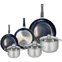 Elo Set van 3 Koekenpannen 20, 24 en 32 cm en 3 kookpotten 14, 16 en 20 cm Elo Prima Brillant