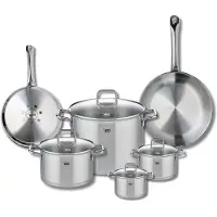Elo Set van 2 Koekenpannen 24 en 28 cm en 4 kookpotten 12, 14, 20 en 26 cm Elo Profi Citrin