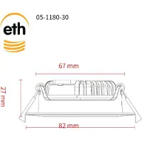 Expo Trading ETH Ronin Led inbouwspot Wit 6w 600Lm DTW 2000l-3000k 60gr. IP44 + ext.driver dimbaar 82x27mm zaag 68mm