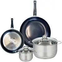 Elo Set van 2 Koekenpannen 24 en 32 cm en 2 kookpotten 14 en 24 cm Elo Prima Glanzend