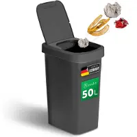 Novaliv Prullenbak 50L met 2-in-1 deksel, scharnierend deksel en zwaaideksel, stijlvolle anti-geur afvalbak voor keuken, huishouden, kantoor, vuilnisemmer, afvalbak, plastic afvalcontainer, vuilnisbak
