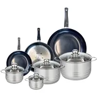 Elo Set van 3 Kookpannen 20, 24 en 32 cm en 4 braadpannen 12, 14, 20 en 24 cm Elo Prima Glanzend