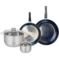 Elo Set van 2 Koekenpannen 28 en 32 cm en 2 kookpotten 14 en 24 cm Elo Prima Glanzend