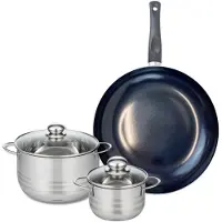 Elo Set van 1 Koekenpan 32 cm en 2 kookpotten 14 en 20 cm Elo Prima Glanzend