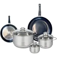 Elo Set van 2 Koekenpannen 20 en 28 cm en 3 kookpotten 12, 16 en 24 cm Elo Prima Brillant