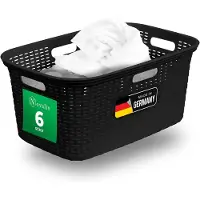 Novaliv Value Set 6X Rotan Wasmand met 4 Handgrepen 40L Zwart, Wasboxset Wasemmer Wascontainer voor Badkamer Wasgoed Vuile Was, Wasmanden Huishoudelijke Accessoires Wasmandverzamelaar