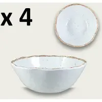 Arca TIERRA White - Set van 4 Melamine kommen Ø16xH6cm – licht in gewicht – makkelijk stapelbaar – voor binnen en buiten