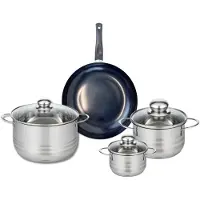 Elo Set van 1 Koekenpan 24 cm en 3 kookpotten 12, 16 en 20 cm Elo Prima Glanzend