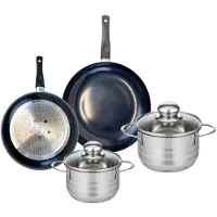 Elo Set van 2 Koekenpannen 20 en 24 cm en 2 Kookpotten 14 en 16 cm Elo Prima Glanzend